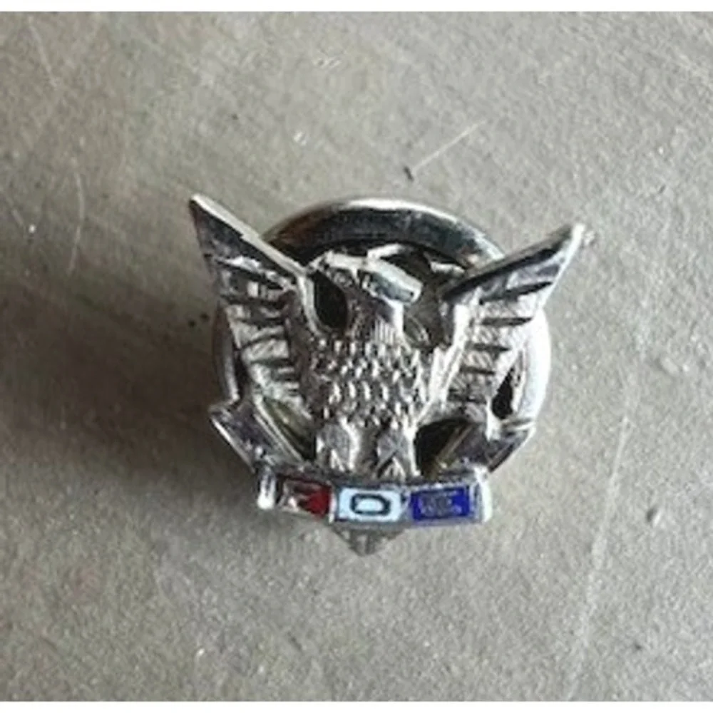 Fraternal Order of Eagles FOE Lapel Pin Silver Eagle Enamel Screwback Vintage